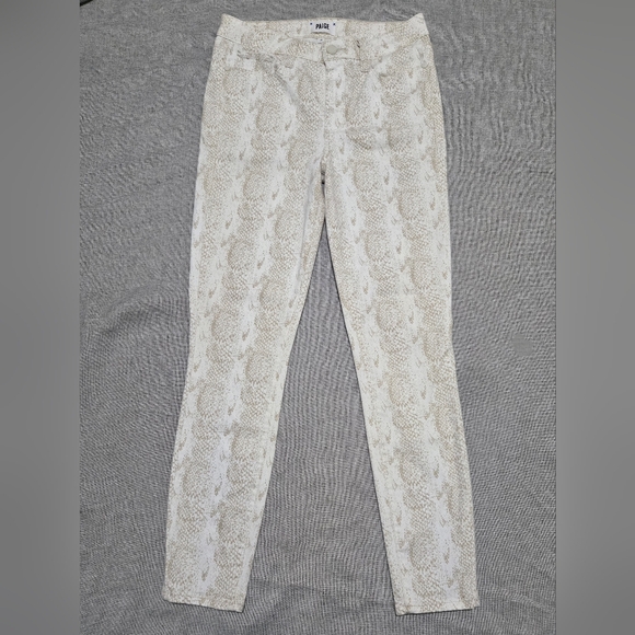 PAIGE Hoxton Ankle Denim Jeans Sonoran Snake Print White Tan Size 28 - Picture 2 of 11